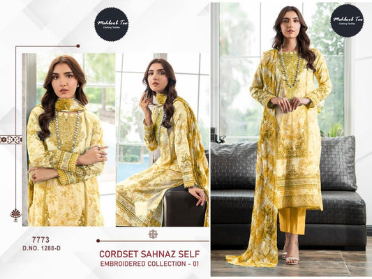 Yellow Color Suit In Cotton